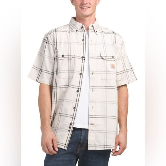 Carhartt Men's Loose Fit Midweight Short-Sleeve Plaid Shirt Size M - Picture 2 of 15